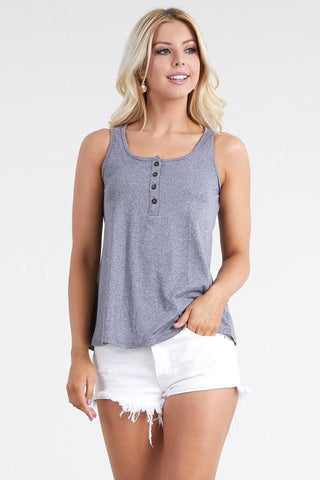 Nine xis Square Neck Half Button Tank