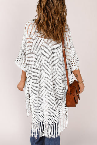 Open Front Cardigan with Fringes