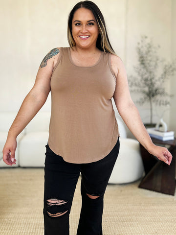 Full Size Round Neck Curved Hem Tank