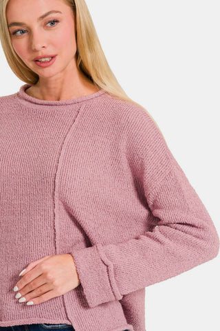 Asymmetric Hem Drop Shoulder Sweater