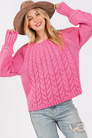 Cable-Knit Long Sleeve Sweater