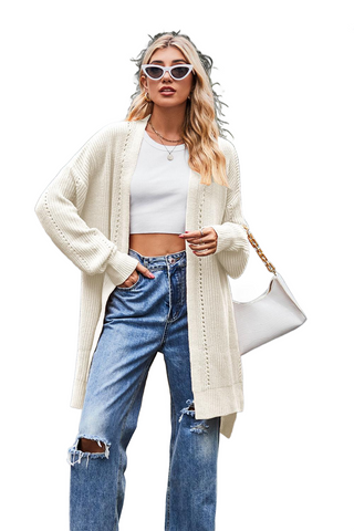 Open Front Dropped Shoulder Longline Cardigan