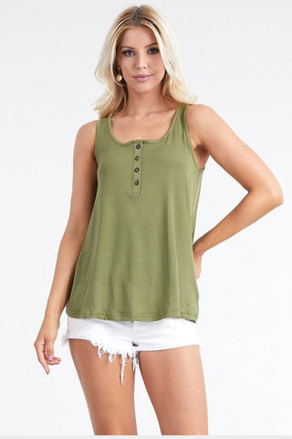 Nine xis Square Neck Half Button Tank