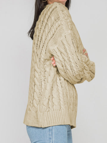 Round Sleeve Cable-Knit Sweater