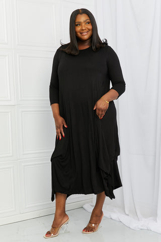 Full Size Pick-up Hem Asymmetric Midi Dress