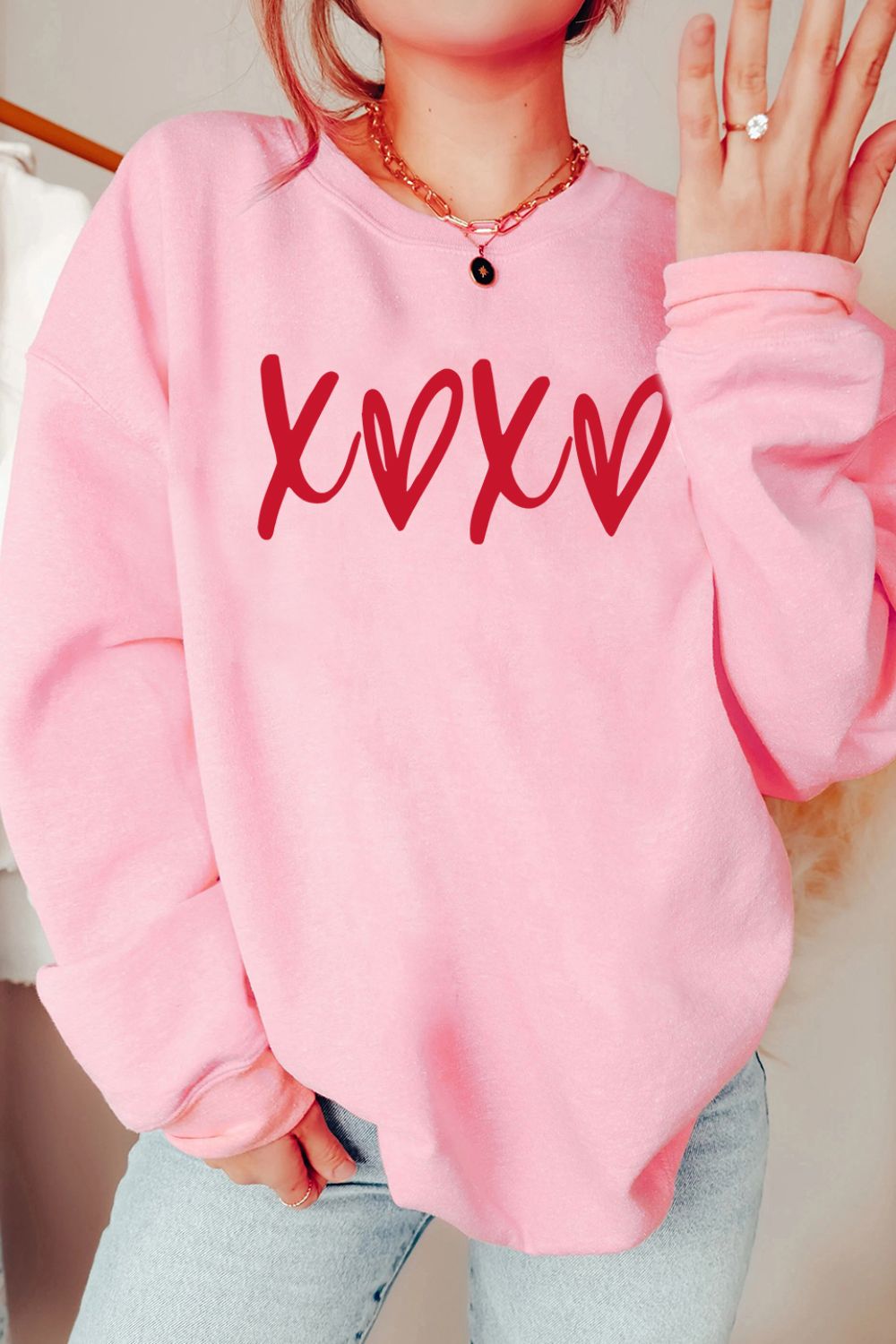 Valentine’s Day OXO Round Neck Drop Shoulder Sweatshirt