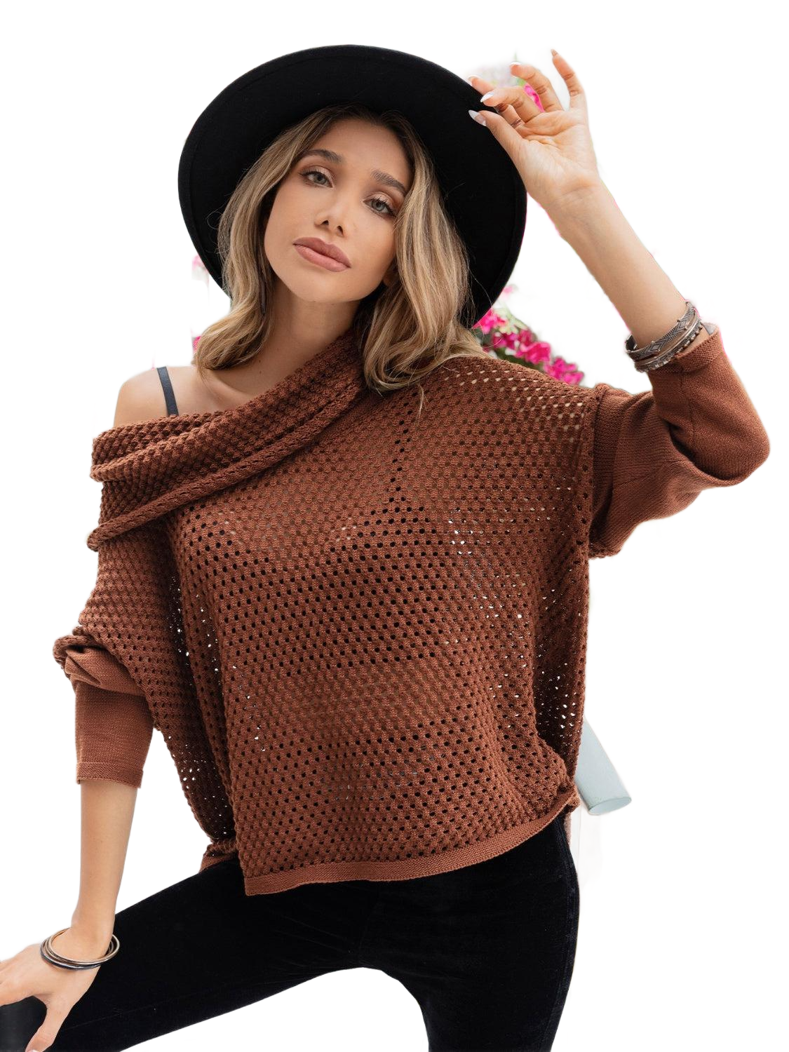 Mock Neck Dropped Shoulder Sweater