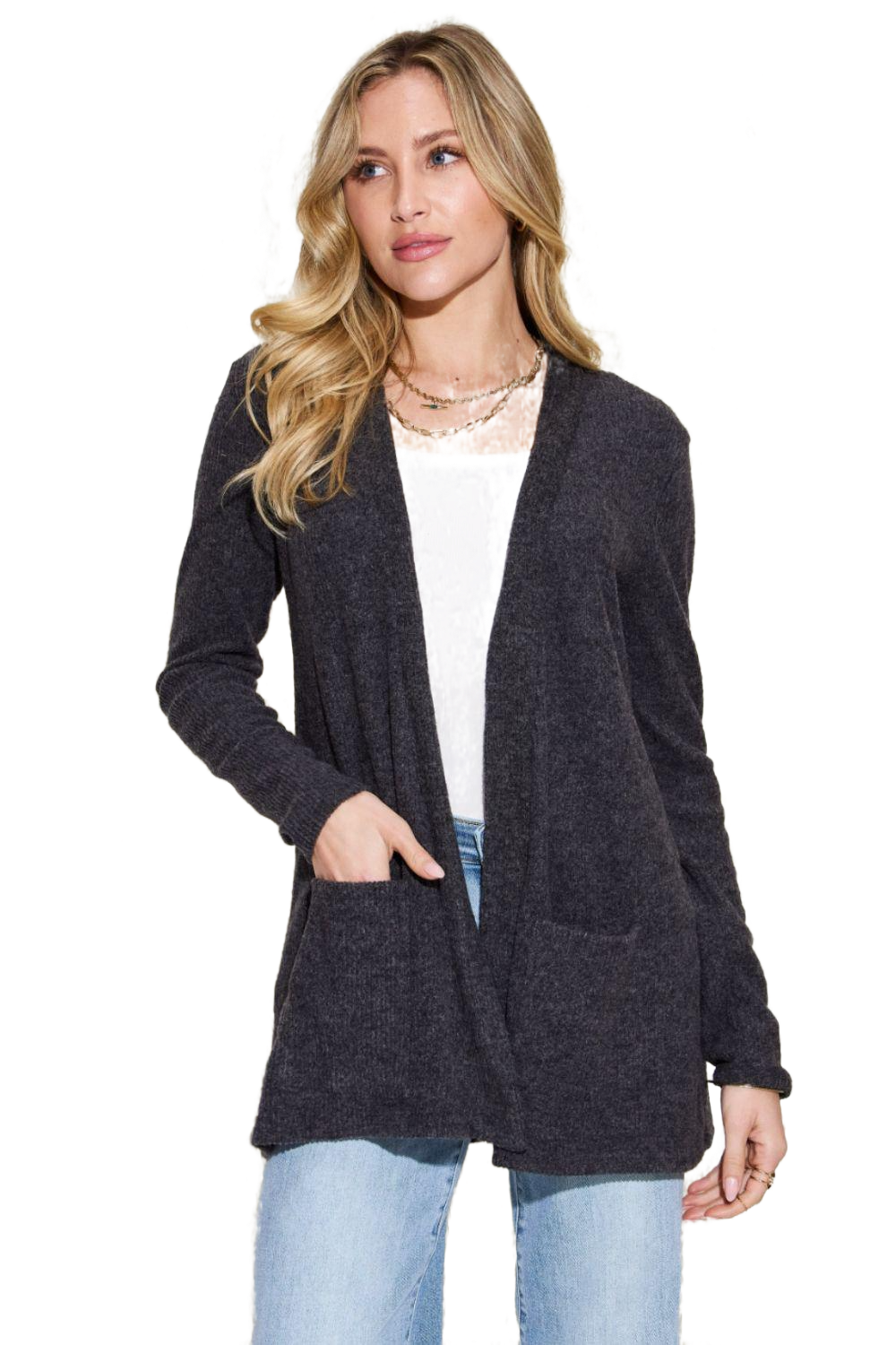 Open Front Long Sleeve Cardigan