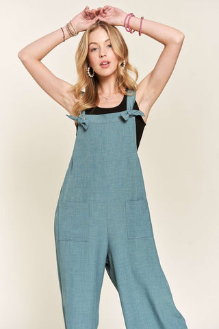 ADORAL Knotted Wide Strap Wide Leg Overalls