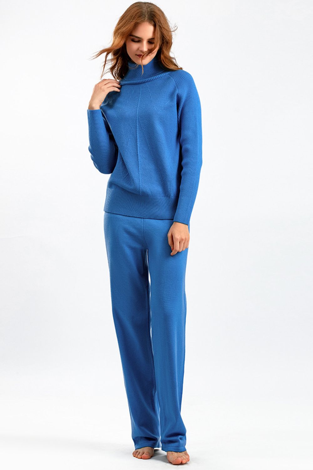 Basic Bea Turtleneck Raglan Sleeve Top and Pants Sweater Set