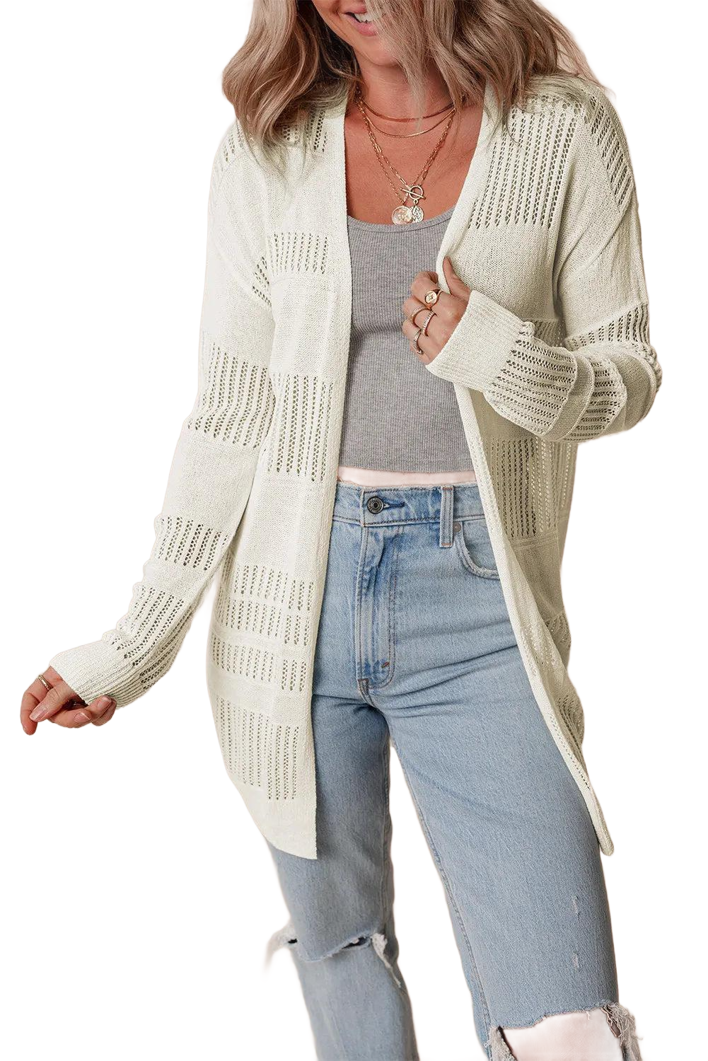 Open Front Long Sleeve Cardigan