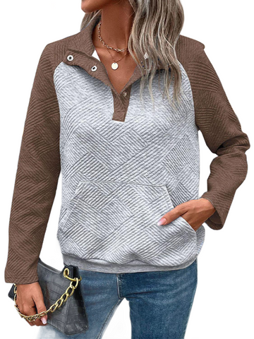 Contrast Textured Long Sleeve Sweatshirt