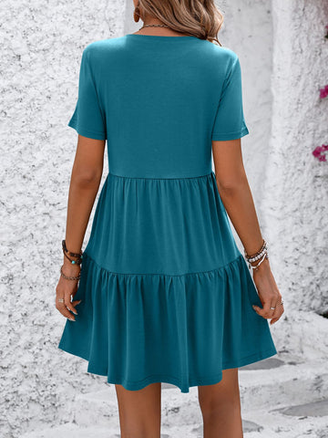 Round Neck Short Sleeve Mini Dress