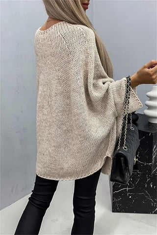 Round Neck Batting Sleeve Sweater