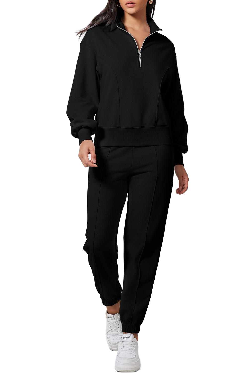 Half Zip Long Sleeve Top and Joggers Active Set