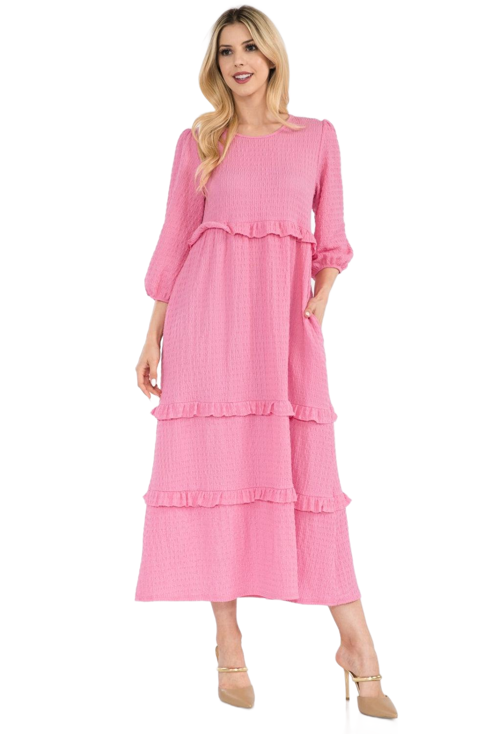 Full Size Tiered-Ruffle Midi Dress