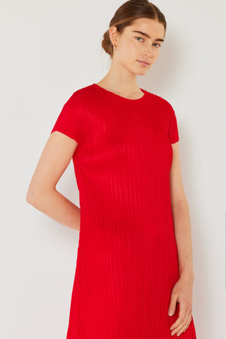 Swim Pleated Cap Sleeve A-Line Dress