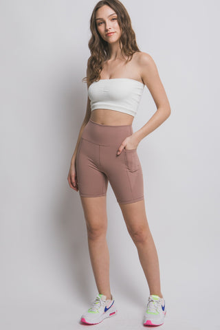 High Waist Seam Detail Active Shorts