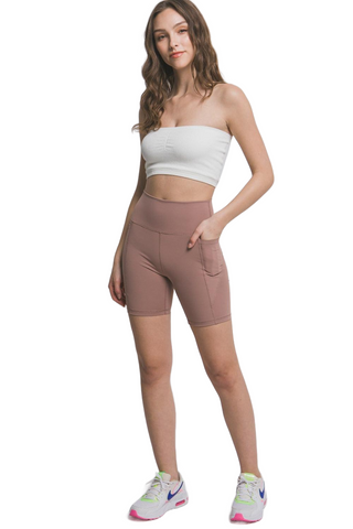 High Waist Seam Detail Active Shorts