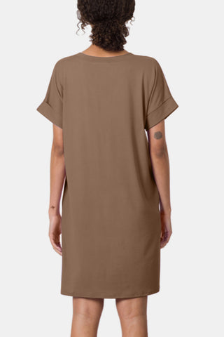 Ze nana Rolled Short Sleeve V-Neck Dress