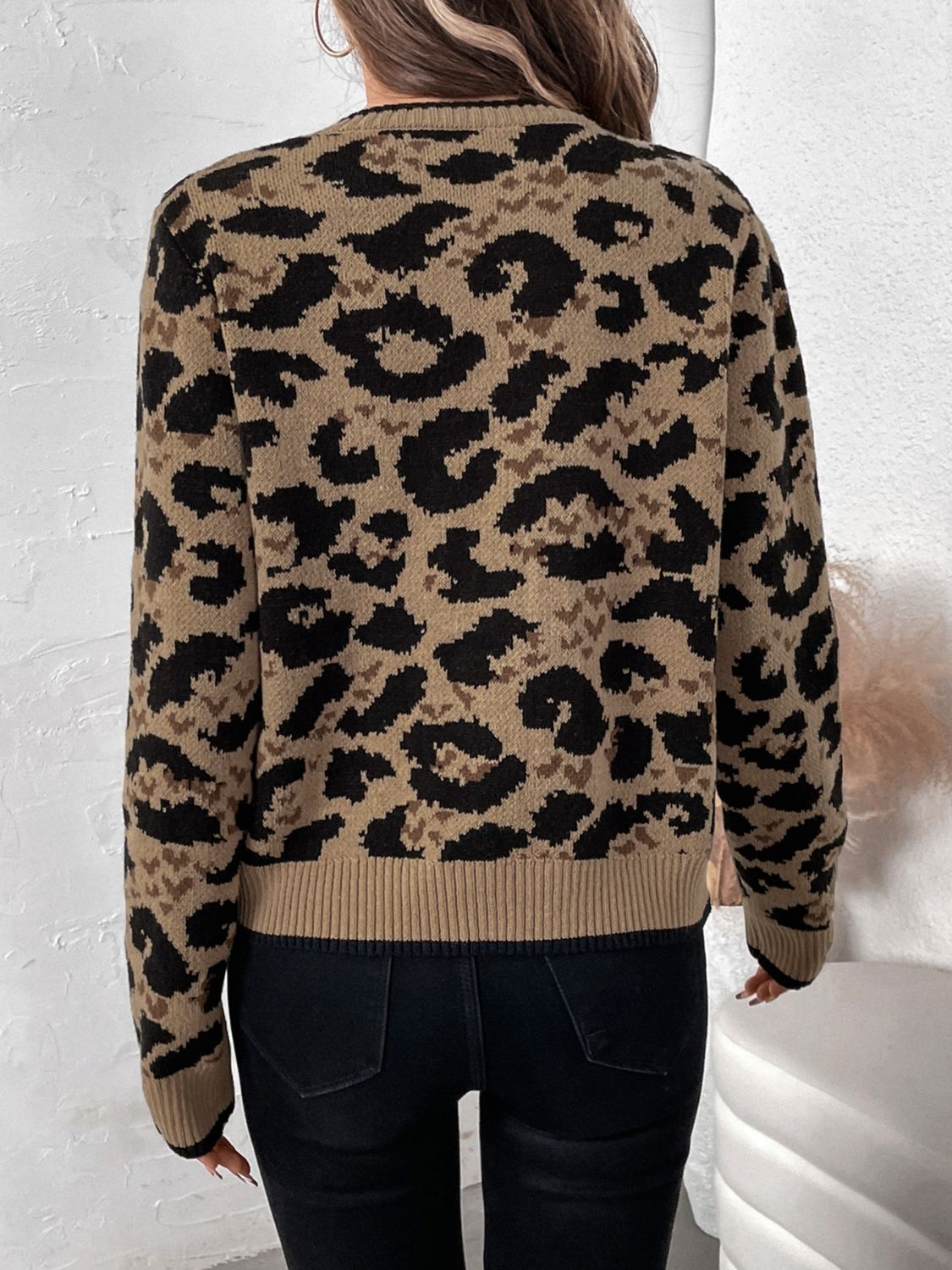 Tied Leopard Long Sleeve Cardigan