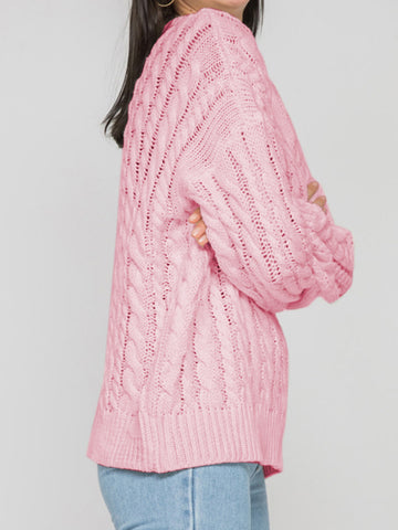 Round Sleeve Cable-Knit Sweater