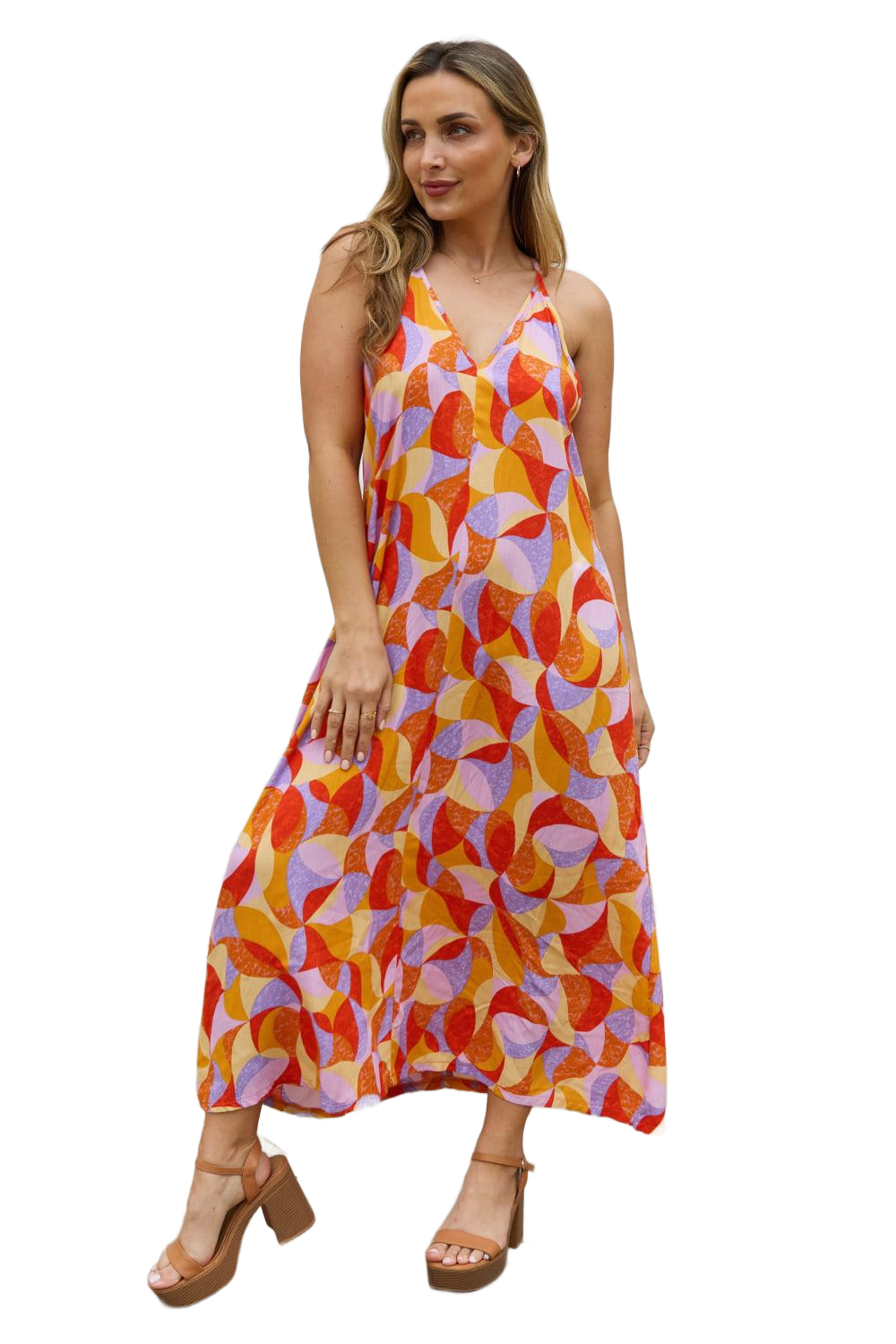 Full Size Printed Sleeveless Maxi Dress