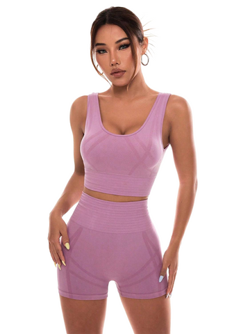 Scoop Neck Wide Strap Top and Shorts Active Set