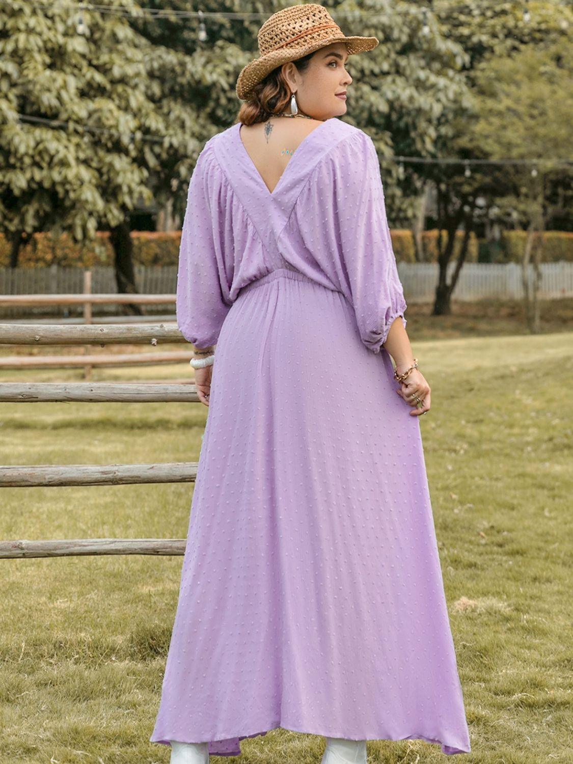 Plus Size  V-Neck Midi Dress