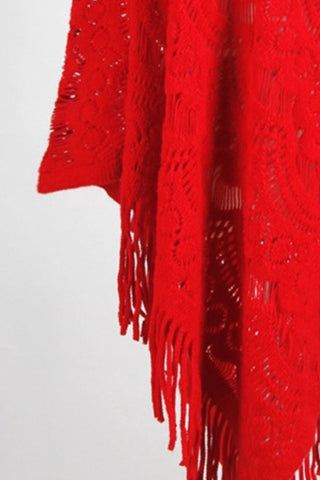 Fringe  Surplice Cape Sleeve Poncho