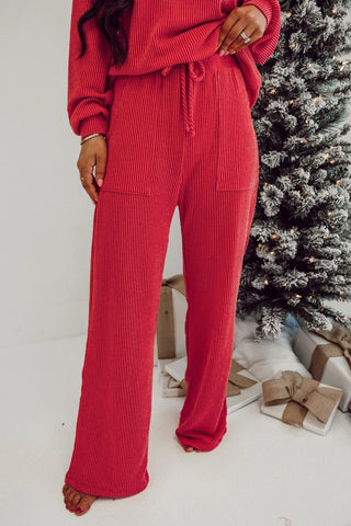 Round Neck Long Sleeve Top and Pants Lounge Set