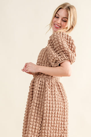 Full Size Square Neck Puff Sleeve Dress