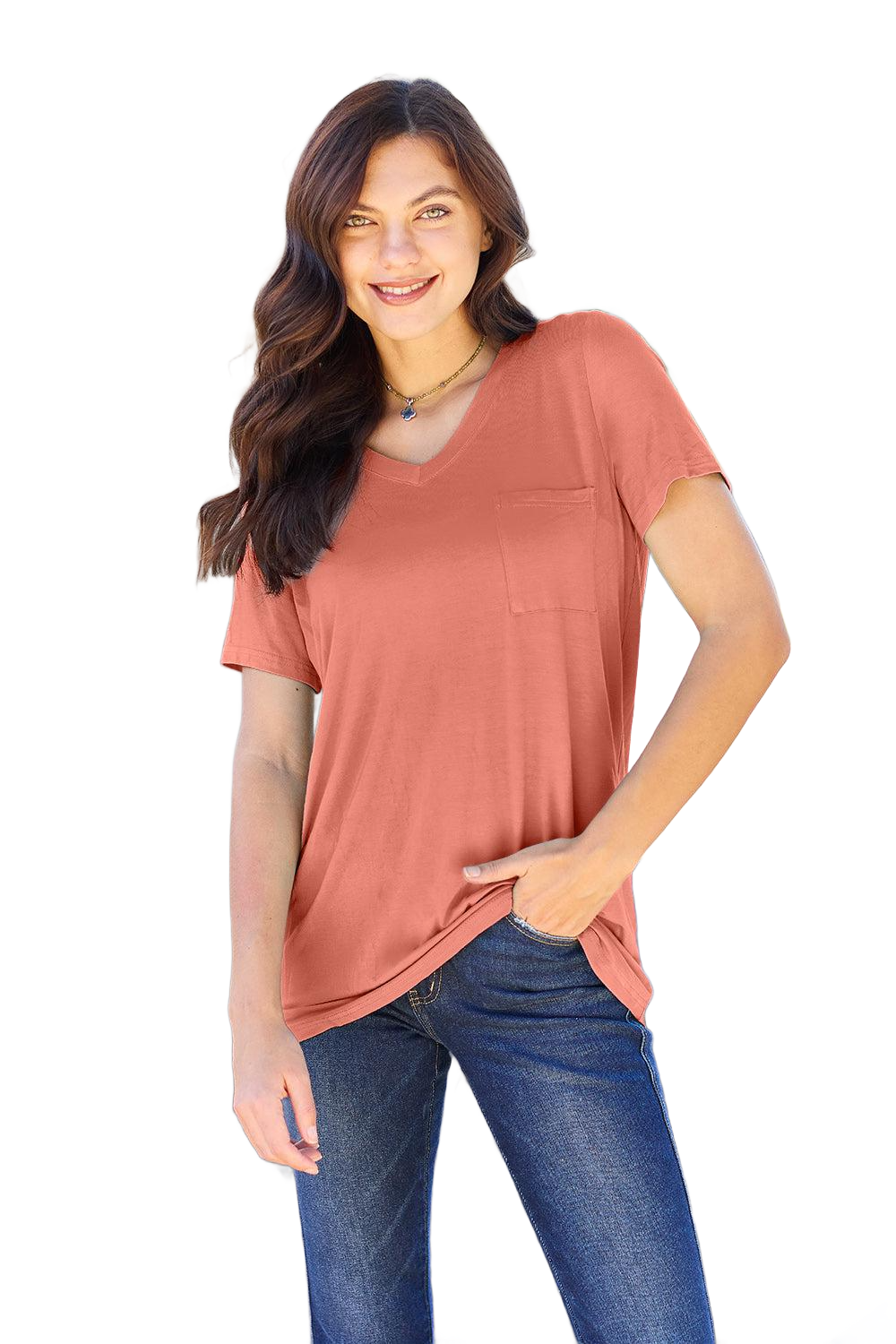 Full Size  V-Neck Short Sleeve T-Shirt