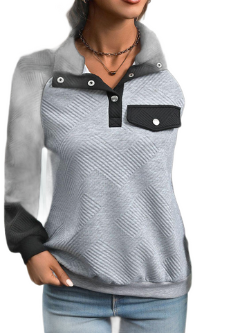 Contrast Textured Long Sleeve Sweatshirt