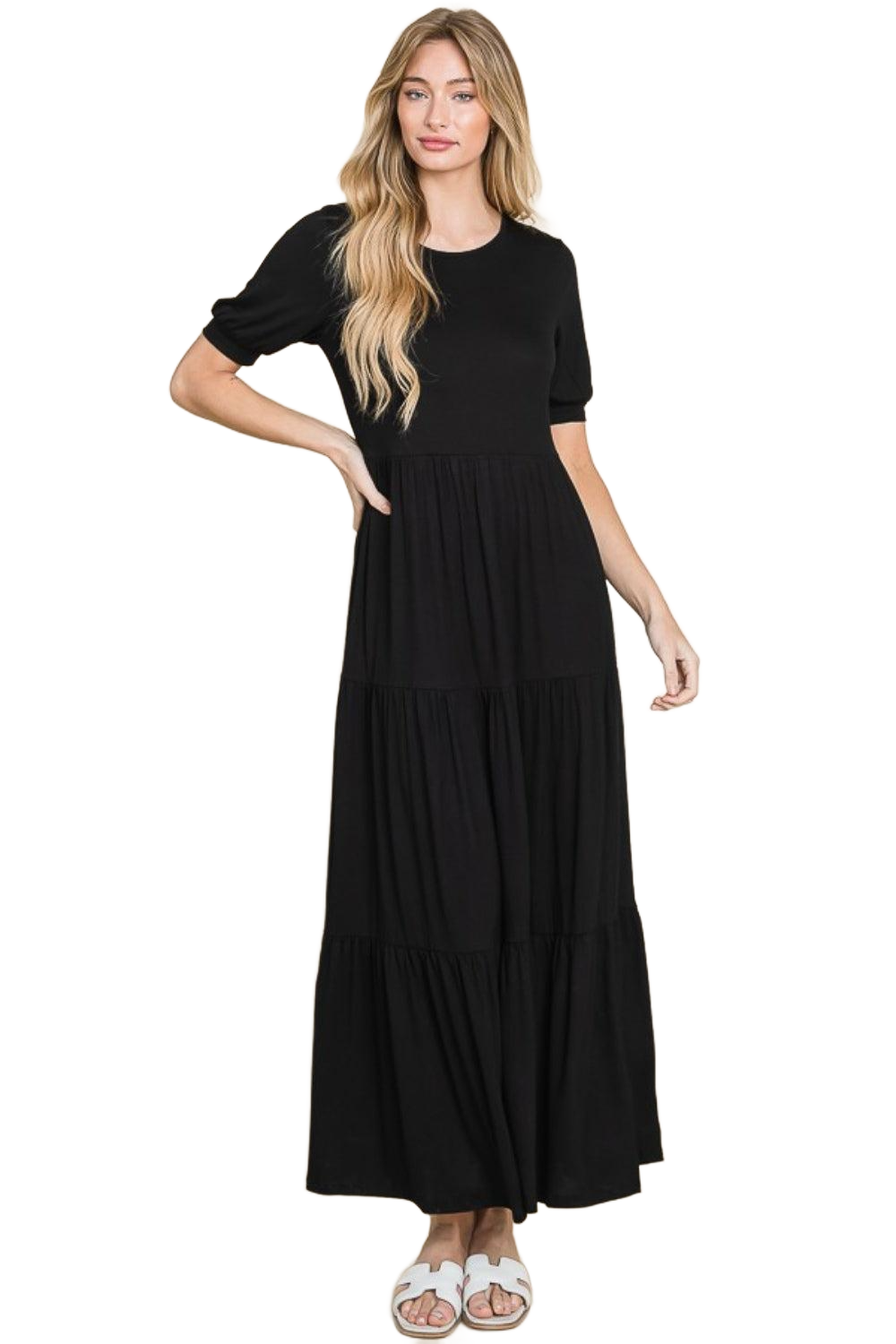 Short Sleeve Tiered Maxi Dress