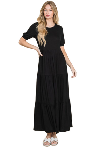 Short Sleeve Tiered Maxi Dress