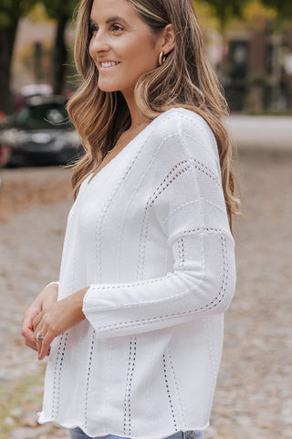 V-Neck Long Sleeve Knit Top