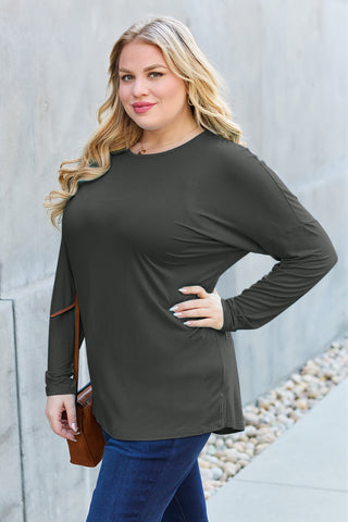 Full Size Round Neck Dropped Shoulder T-Shirt