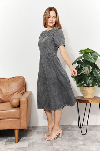 Size Washed Chambray Midi Dress