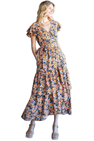 Cotton Blu by Nu Label Floral Ruffled Midi Dress