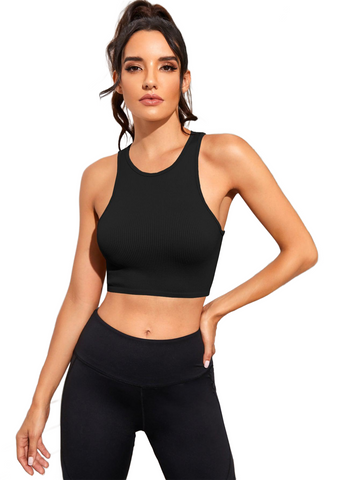 Cropped Round Neck Sports Tank Top