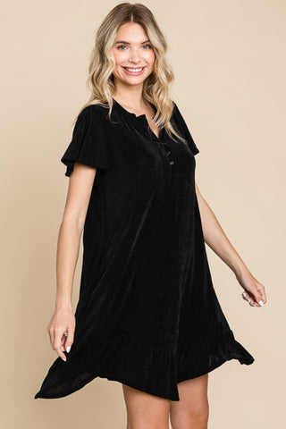 Full Size Short Sleeve Ruffled Asymmetric Hem Dress