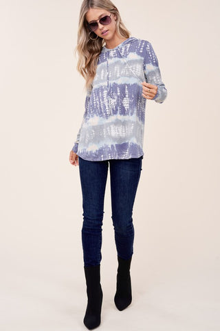 TERRY TIE DYE LONG HOODIE PLUS TOP