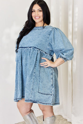 Full Size Oversized Denim Baby doll Dress