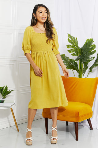 Full Size Love You Forever Square Neck Midi Dress