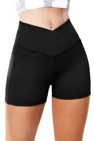 Wide Waistband Active Shorts with Pocket