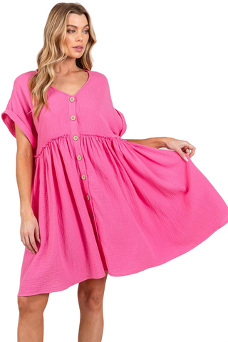 Button Up Short Sleeve Dress