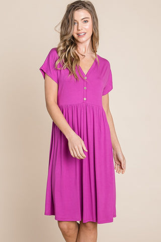 V-Neck Short Sleeve Dress