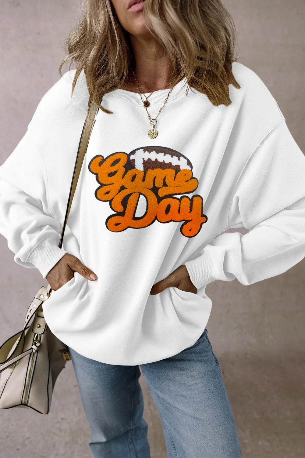 Football Round Neck Long Sleeve Sweatshirt