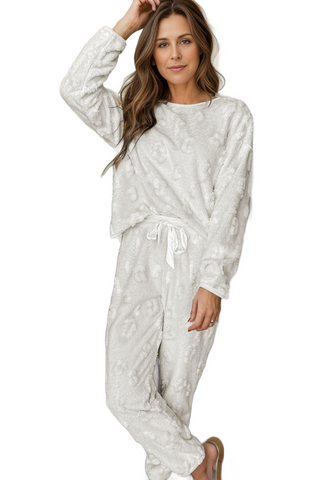 Round Neck Long Sleeve Top and Pants Lounge Set